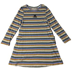 O'NEILL DARRIN DRESS Girls Medium Multi Colored Striped Cotton Long Sleeve Dress